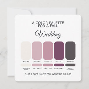 Convites Paleta de Casamento Outono Rosa Suave Ameixa 2026 