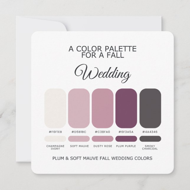Convites Paleta de Casamento Outono Rosa Suave Ameixa 2026  (Frente)