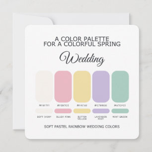 Convites Paleta de Cores de Casamento Arco-íris em Pastel S