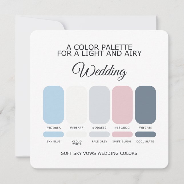 Convites Paleta de Cores de Casamento Azul Claro Casamentos (Frente)