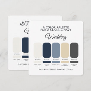 Convites Paleta de Cores de Casamento Azul Marinho Clássico