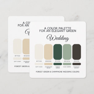 Convites Paleta de Cores de Casamento Champagne Verde Flore