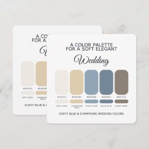 Convites Paleta de Cores de Casamento Champanhe Azul Empoei