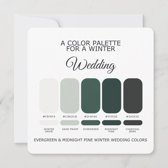 Convites Paleta de Cores de Casamento de Inverno 2026 Cartã (Frente)