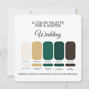 Convites Paleta de Cores de Casamento de Inverno 2026 Cartã