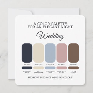 Convites Paleta de Cores de Casamento de Inverno Azul-Marin