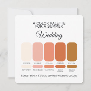 Convites Paleta de Cores de Casamento de Verão Coral Rosa 2