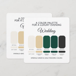 Convites Paleta de Cores de Casamento Esmeralda Verde e Dou