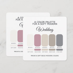 Convites Paleta de Cores de Casamento Malva e Bege Card
