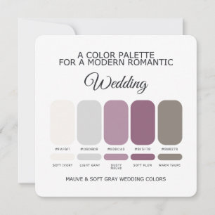 Convites Paleta de Cores de Casamento Malva e Cinza Suave C
