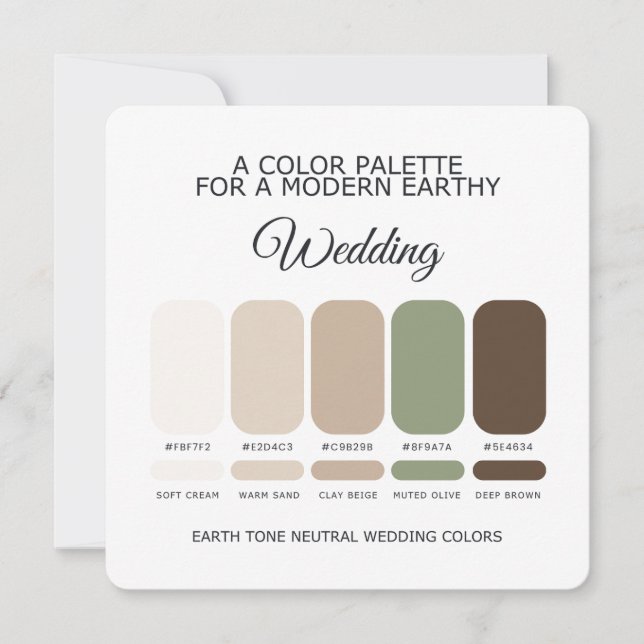 Convites Paleta de Cores de Casamento Neutra em Tons Terros (Frente)
