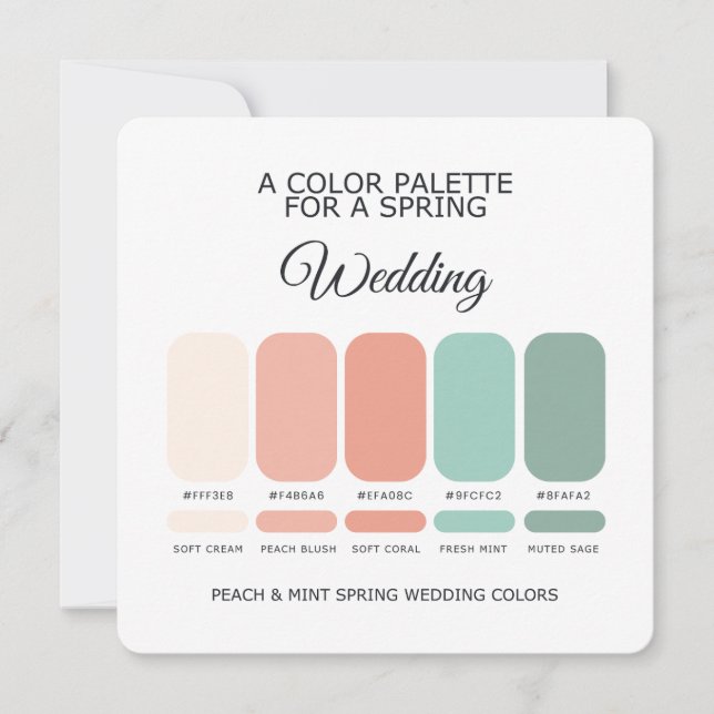 Convites Paleta de Cores de Casamento Primavera com Pêssego (Frente)