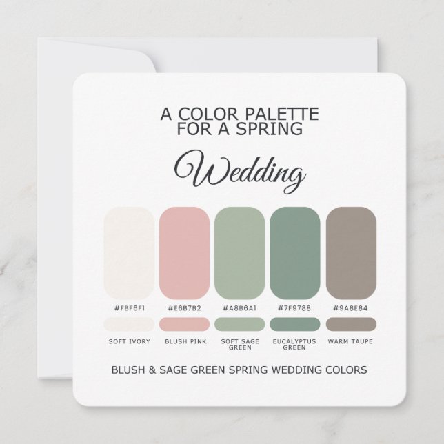 Convites Paleta de Cores de Casamento Primavera Verde Sage  (Frente)