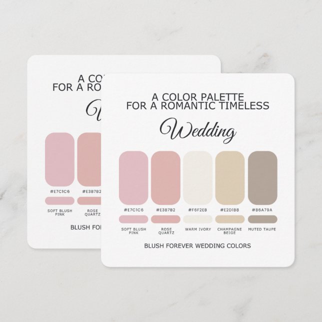 Convites Paleta de Cores de Casamento Rosa Bege Romântico (Frente/Verso)