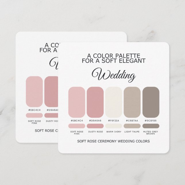 Convites Paleta de Cores de Casamento Rosa Suave Elegante (Frente/Verso)