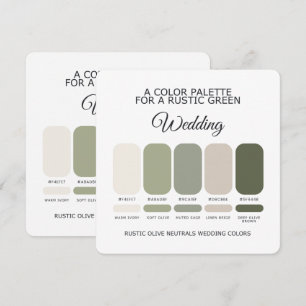 Convites Paleta de Cores de Casamento Rústico Verde Oliva