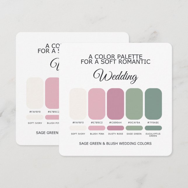 Convites Paleta de Cores de Casamento Sage Green e Blush (Frente/Verso)