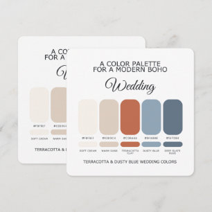 Convites Paleta de Cores de Casamento Terracota Azul Empoei