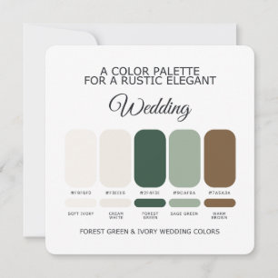Convites Paleta de Cores de Casamento Verde Floresta e Marf