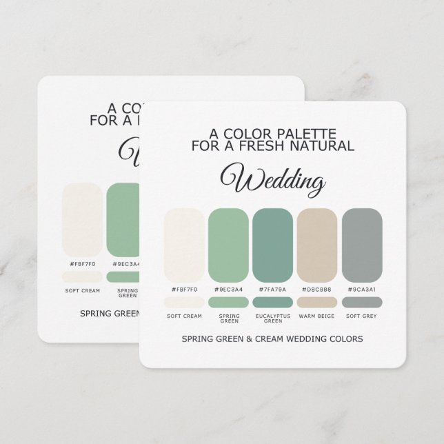 Convites Paleta de Cores de Casamento Verde Primavera e Cre (Frente/Verso)