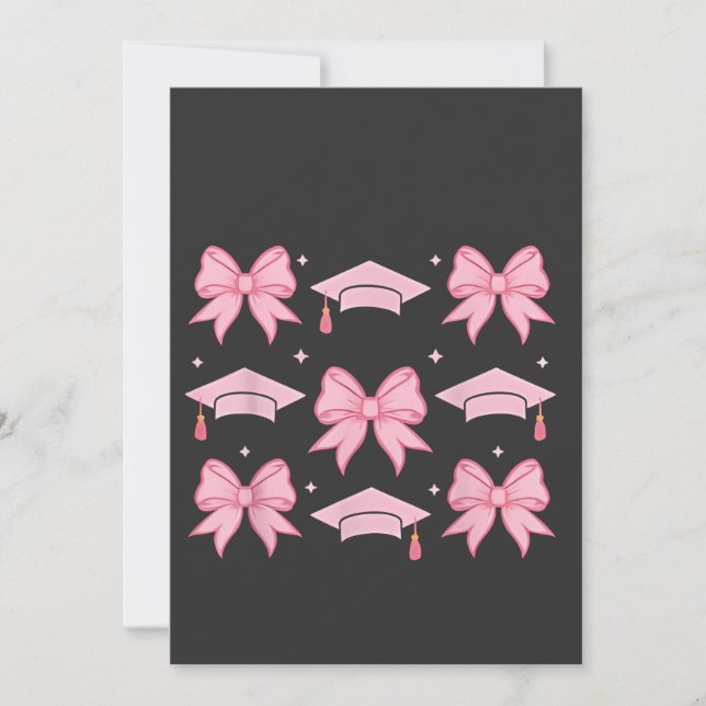 Convites Paleta de graduação Bow coquette Rosa 2025  (Frente)