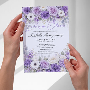 Convites Paleta de Lavanda Amor em Flor Chá de Noiva