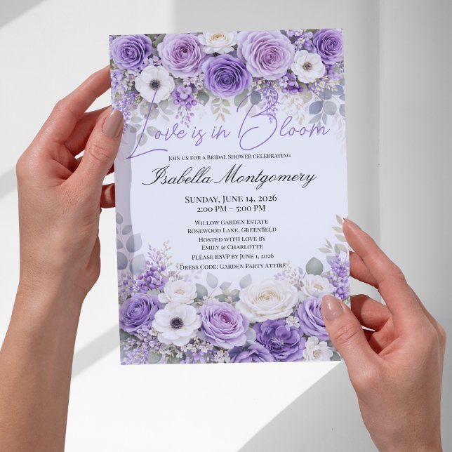 Convites Paleta de Lavanda Amor em Flor Chá de Noiva (Lavender Palette Love Is in Bloom Bridal Shower Invitations
)