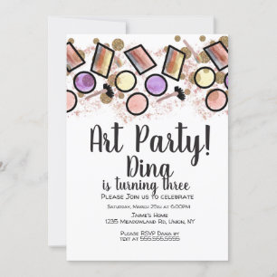 Convites Paleta de Pincéis para Festa de Aniversário de Art