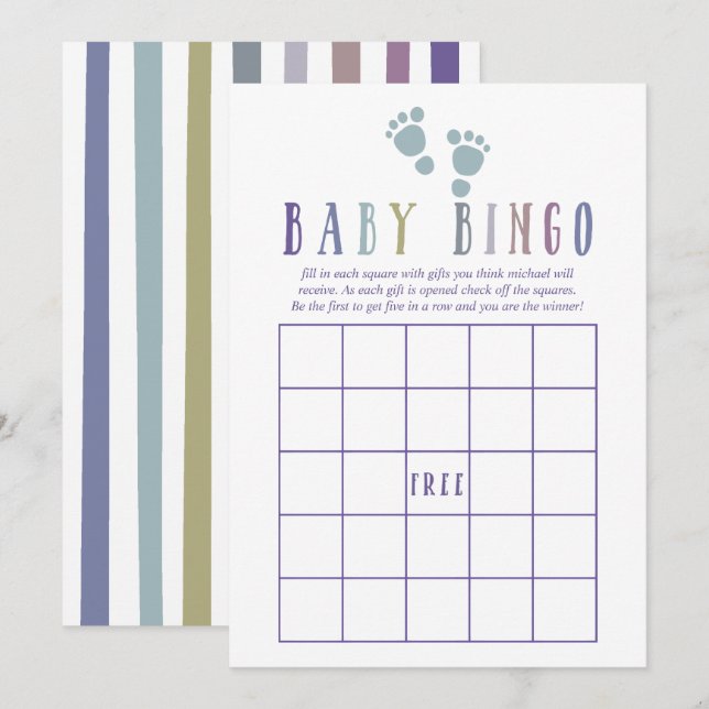 Convites Paletas de cores da moda Menino Baby Shower Bingo  (Frente/Verso)