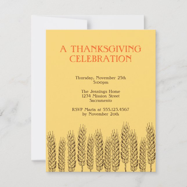 Convites Paletas de trigo, campo amarelo natural Ação de Gr (Frente)