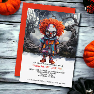 Convites Palhaço Assustador de Halloween na Floresta
