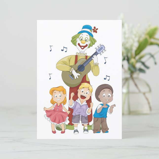 Convites Palhaço Musical Divertido com Crianças Dançando (Criador carregado)