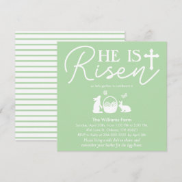 Convites Pálido Verde Celebração de Páscoa “Ele Ressuscitou