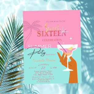Convites Palm Cocktail Summer Sweet 16 Party