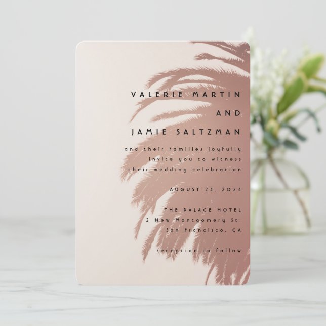 Convites Palm Court wedding invitation (Em pé/Frente)