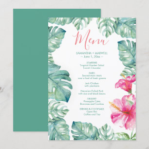 Convites Palm De Aquarela Deixa O Menu Tropical Rosa Hibisc