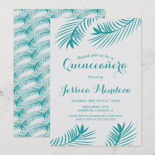 Convites Palm Leaf Greenery Quinceañera Sweet 16