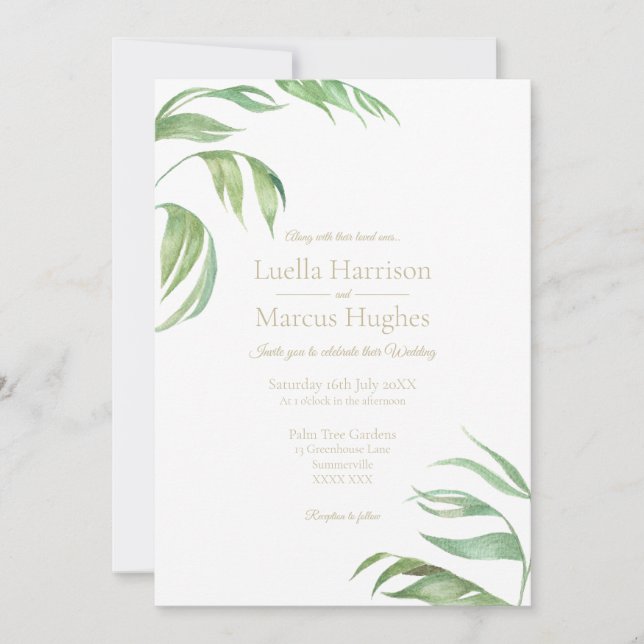 Convites Palm Leaves Wedding Invitation (Frente)