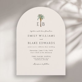Convites Palm Logo Elegant Arch Tropical Monogram Wedding