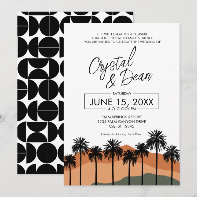 Convites Palm Modern Wedding Invitation (nuetral) (Frente/Verso)