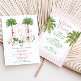 Convites Palm Springs Monogram Crest Despedida de Solteira