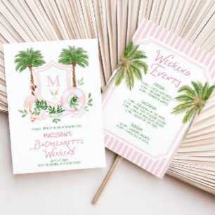 Convites Palm Springs Monogram Crest Despedida de Solteira