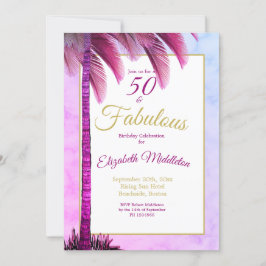 Convites Palm Tree 50 e Fabuloso Paraíso Roxo Moderno