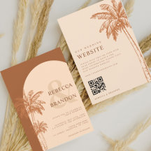Palm Tree Boho Beach Terracotta Código QR Casament
