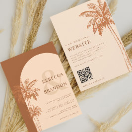 Convites Palm Tree Boho Beach Terracotta Código QR Casament