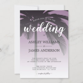 Convites Palm Tree Dusty Lavanda Beach Weding