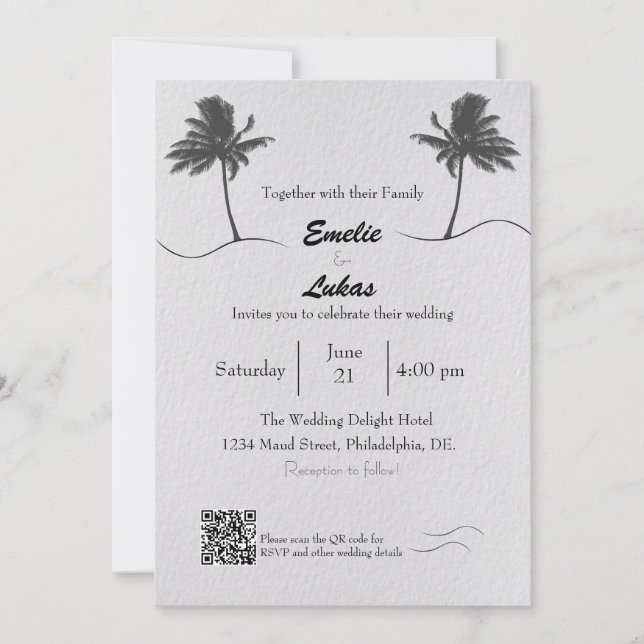 Convites Palm Tree e Seashells Arch Foto Casamento (Frente)