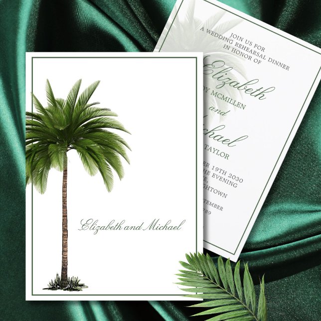 Convites Palm Tree Elegante Casamento Moderno Ensaio Chic (Criador carregado)