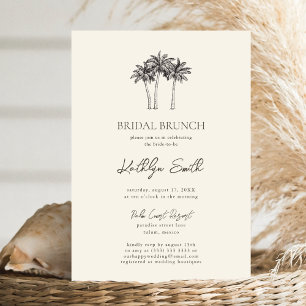 Convites Palm Tree Ivory Minimalist Bridal Brunch