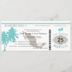 Convites Palm Tree Mexico Embarque Pass Weding